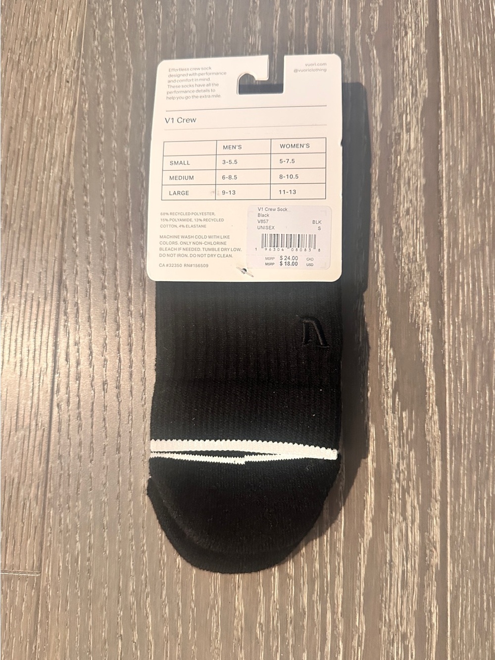 Vuori V1 Crew Socks with White Tip - Picture 2 of 2